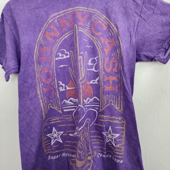 Urban Outfitters Johnny Cash T-Shirt Purple Acid Wash Graphic Tee Medium - Picture 5 of 8